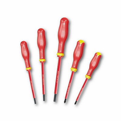 Serie 5 giraviti isolati per viti con intaglio e croce phillips 1000V 091 SH5 Usag U00910100