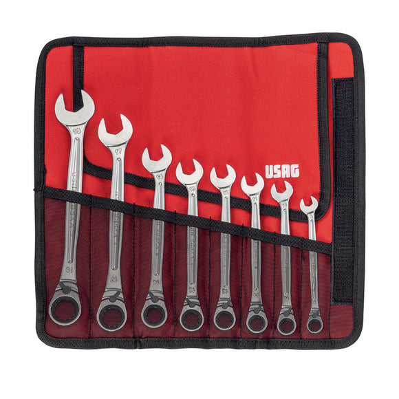 Serie 8 chiavi combinate a cricchetto con anello di tenuta 285 KA/B8 Usag U02856066