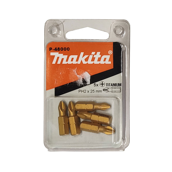 Kit 5 inserti in titanio 1/4" PH2 Makita P-48000