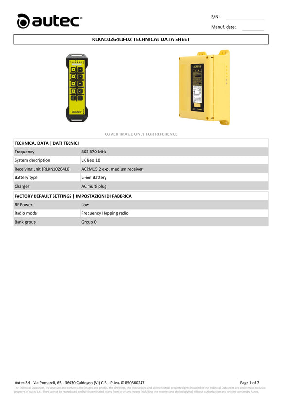 Radiocomando LK NEO 10 ACRM15 Autec KLKN10264L0