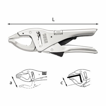 Pinza regolabile autobloccante a cremagliera con ganasce lunghe 135 B Usag U01350510