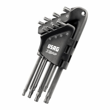 Serie 8 chiavi maschio lunghe a testa sferica profilo torx speciale X-GRIP 280 XTX/S8 Usag U02800080