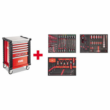 Carrello Racing con assortimento autoriparazione 495 MAA 155 pezzi 519 RS6/3MA Usag U05190627P