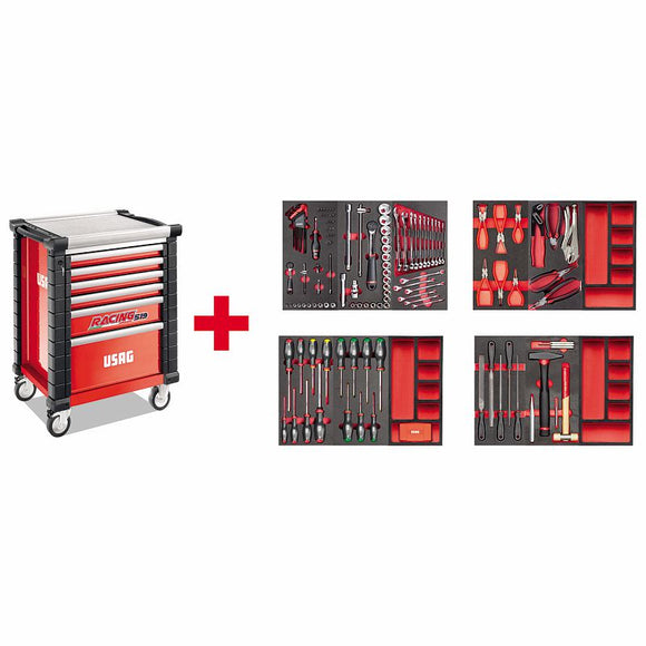 Carrello Racing con assortimento manutenzione 495 MB 156 pezzi 519 RS6/3MM Usag U05190628P