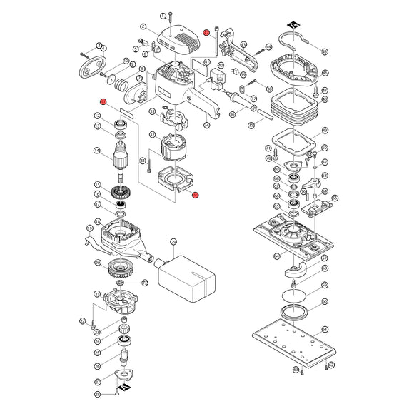 Spaccato ricambi levigatrice orbitale 9046