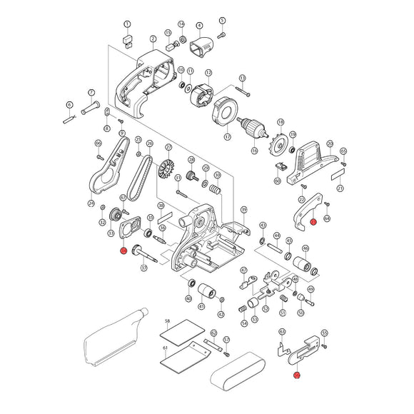 Spaccato ricambi levigatrice a nastro 9903