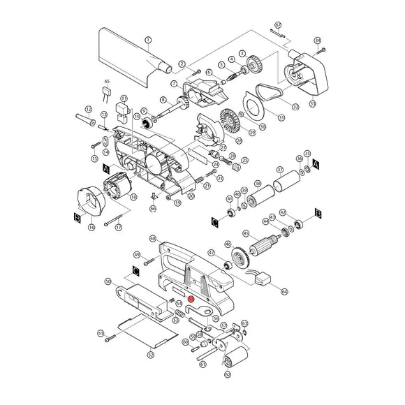 Spaccato ricambi levigatrice a nastro 9911