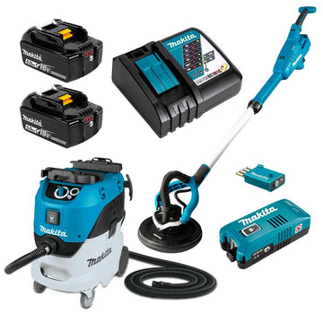 Set levigatrice per pareti + aspiratore a traino Makita DSL801+VC4210L