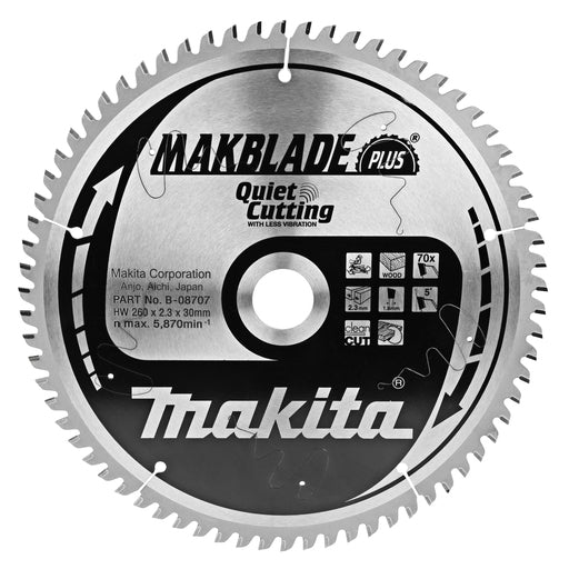 Lama MakBlade Plus Ø260mm foro 30mm 70 denti Makita B-32530