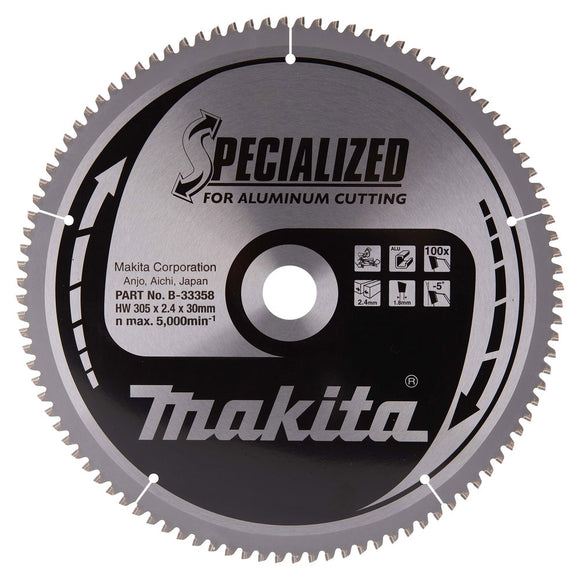 Lama Specialized per alluminio Ø305mm foro 30mm 100 denti Makita B-33358