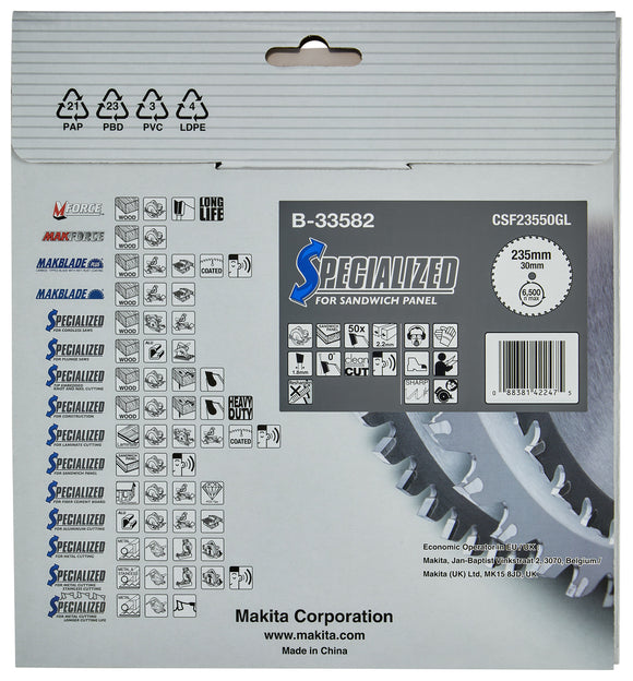 Lama per pannelli sandwich Ø235mm foro 30mm 50 denti Makita B-33582