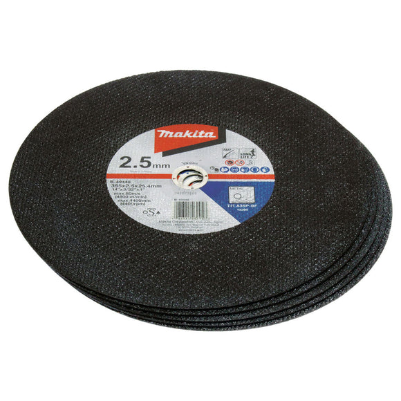 Confezione 5 dischi Ø355x2,5mm foro 25,4mm Makita B-49448-5