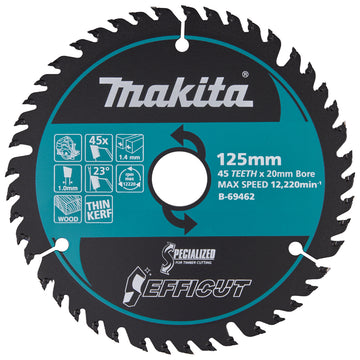 Lama Efficut TCT per legno Ø125mm foro 20mm 45 denti Makita B-69462