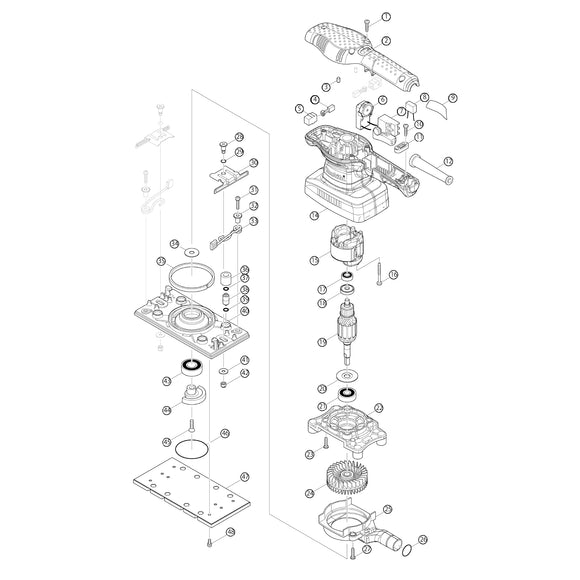 Spaccato ricambi levigatrice orbitale BO3711