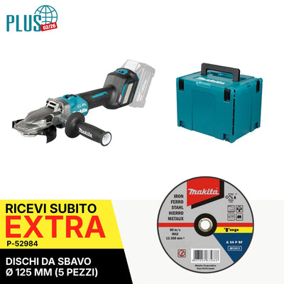 Smerigliatrice angolare a testa piatta 125mm 40V XGT BL Makita GA055GZ01