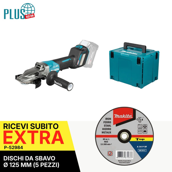 Makita GA056GZ01 40V XGT BL 125mm Flachkopf-Winkelschleifer