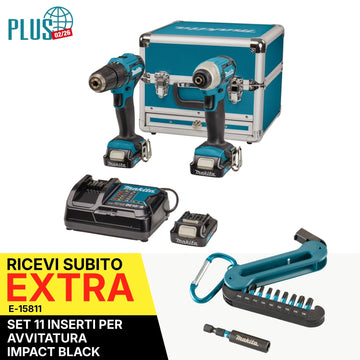 Set avvitatori 12V HP333 + TD110 + 3x BL1021 12V 2Ah + 1x DC10SB Makita CLX228SAX2