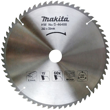 Lama Ø260mm foro 30mm 60 denti Makita D-46408