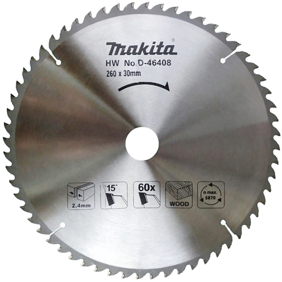 Lama Ø260mm foro 30mm 60 denti Makita D-46408