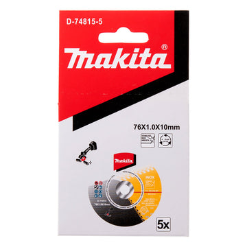 Confezione 5 dischi da taglio Ø76mm foro 10mm Makita D-74815-5 - 0