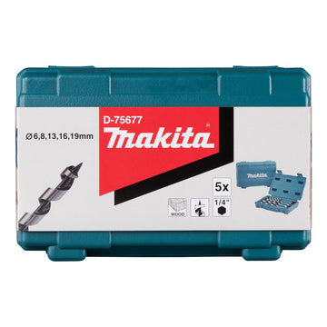 Set 5 punte elicoidali per travi 1/4" HEX Makita D-75677 - 0