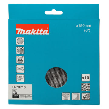 Pacchetti da 10 abrasivi con supporto a rete Ø150mm Makita - 0
