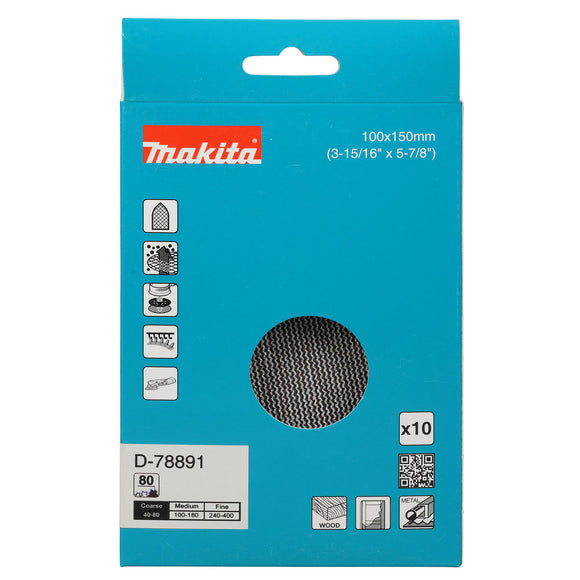Pacchetti da 10 abrasivi con supporto a rete delta 100x150mm Makita