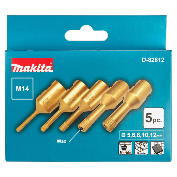 Set 5 foretti diamantati per uso a secco M14 Makita D-82812