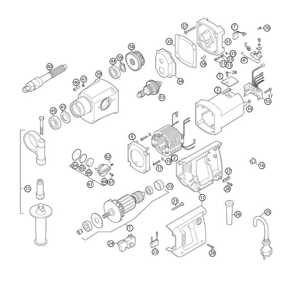 Spaccato ricambi carotatrice DBM130