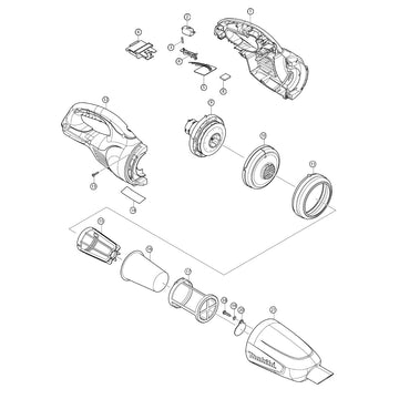 Spaccato ricambi aspiratore DCL180