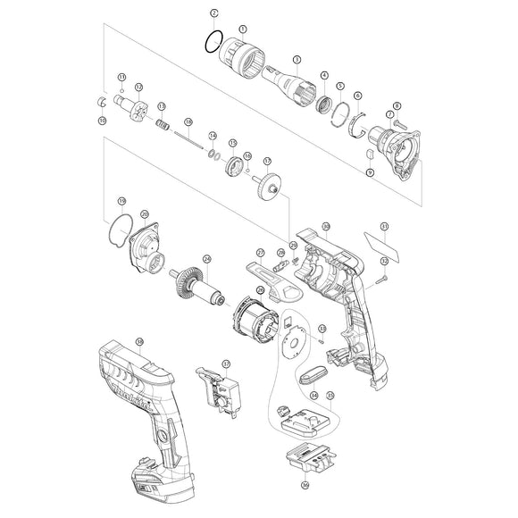 Spaccato ricambi avvitatore per cartongesso DFS452