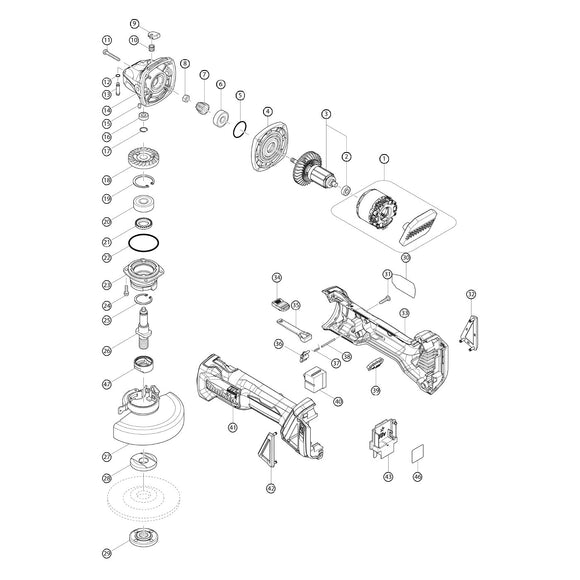 Spaccato ricambi smerigliatrice angolare DGA456