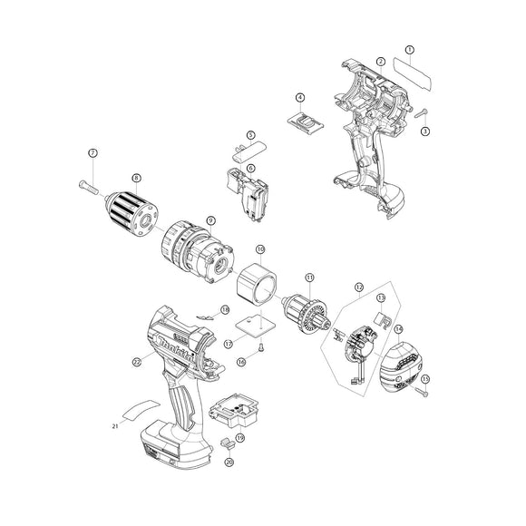 Spaccato ricambi avvitatore a percussione DHP482