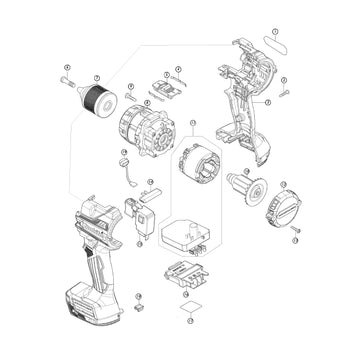 Spaccato ricambi trapano avvitatore con percussione DHP486