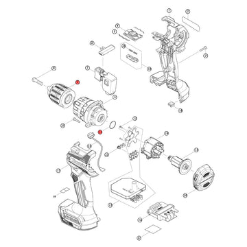 Spaccato ricambi trapano avvitatore con percussione DHP487
