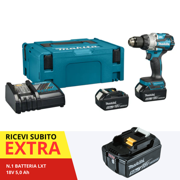Trapano avvitatore con percussione 110Nm 18V LXT BL Makita DHP489RTJ
