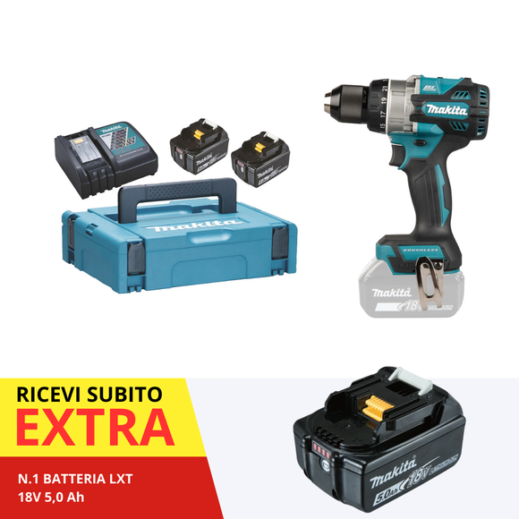 Makita DHP492RTJ Perceuse à percussion 18 V LXT BL 141 Nm