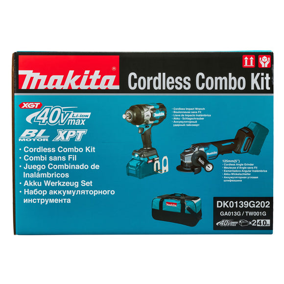 Set TW001 + GA013 + 2x BL4040 40V 4Ah + 1x DC40RA Makita DK0139G202