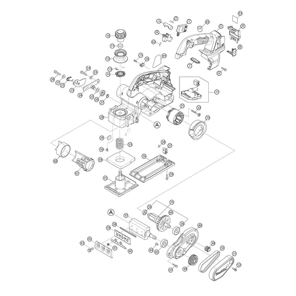 Spaccato ricambi pialla DKP181
