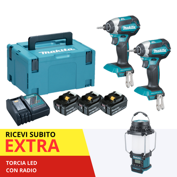 Set avvitatori ad impulsi 18V 2x DTD153 + 3x BL1850 18V 5Ah + 1x DC18RC Makita DLX2236TJ1