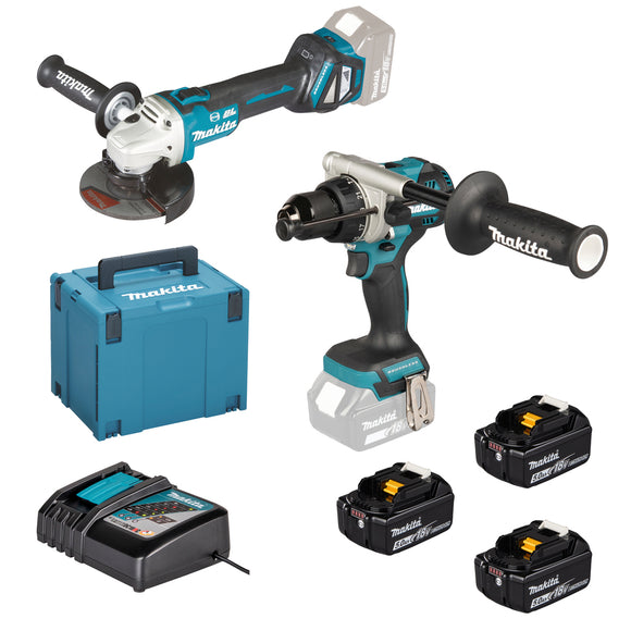 Set DHP492 + DGA513 + 3x BL1850 18V 5Ah + 1x DC18RC Makita DLX2547TJ