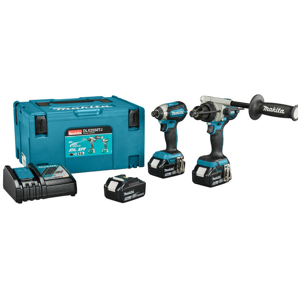 Set avvitatori 18V DHP492 + DTD153 + 3x BL1850 18V 5Ah + 1x DC18RC Makita DLX2550TJ