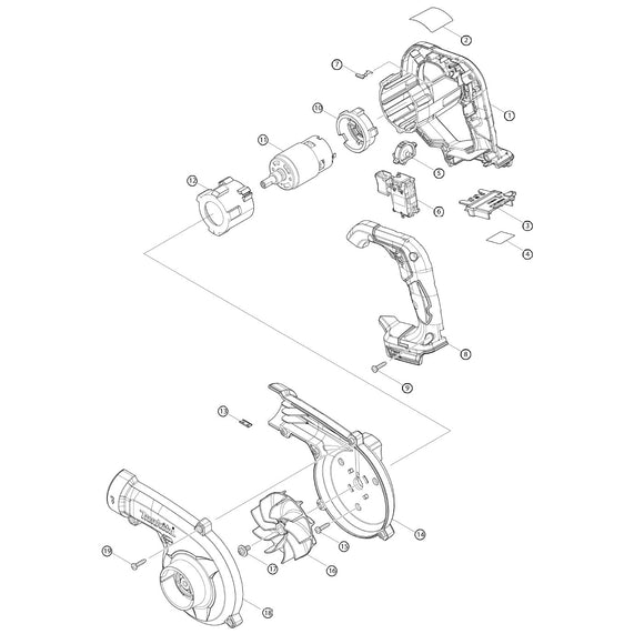Spaccato ricambi soffiatore DUB185