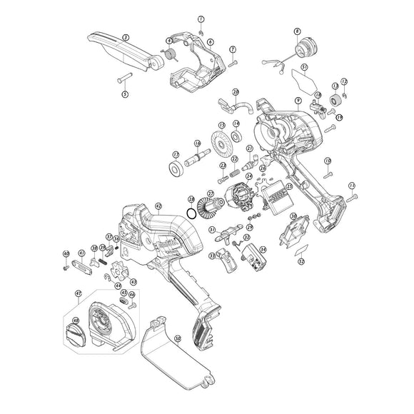 Spaccato ricambi elettrosega da potatura DUC101