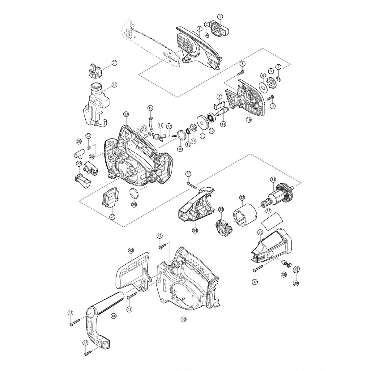 DUC122 electric chainsaw spare parts cross-section | ICIAM Store ...