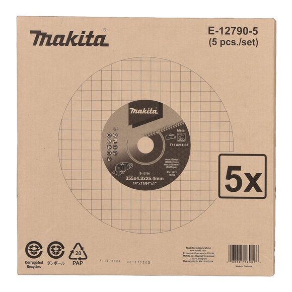 Confezione 5 dischi Ø355x4,3mm foro 25,4mm Makita E-12790-5