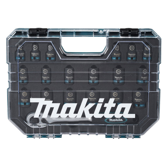 Kit 19 chiavi a bussola con chiave a cricchetto 1/2" Makita E-30069