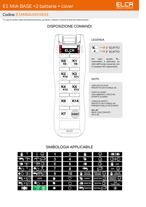 Radiocomando ELCA E1 MIA base seconde velocità separate