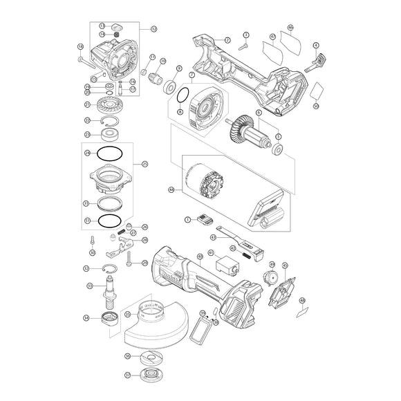 Spaccato ricambi smerigliatrice angolare GA023