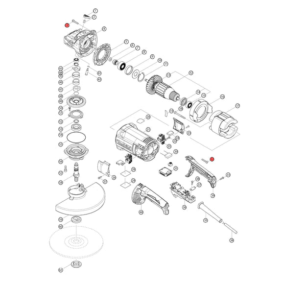 Spaccato ricambi smerigliatrice angolare GA9061R